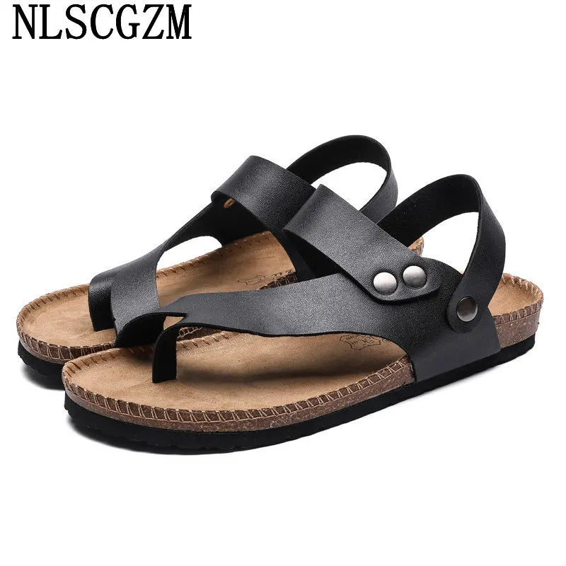 Black Summer Sandals for Man 2024 Leather Sandals Men Luxury Sandals Man White Casual Shoes Men Zapatos De Hombre Sandalias