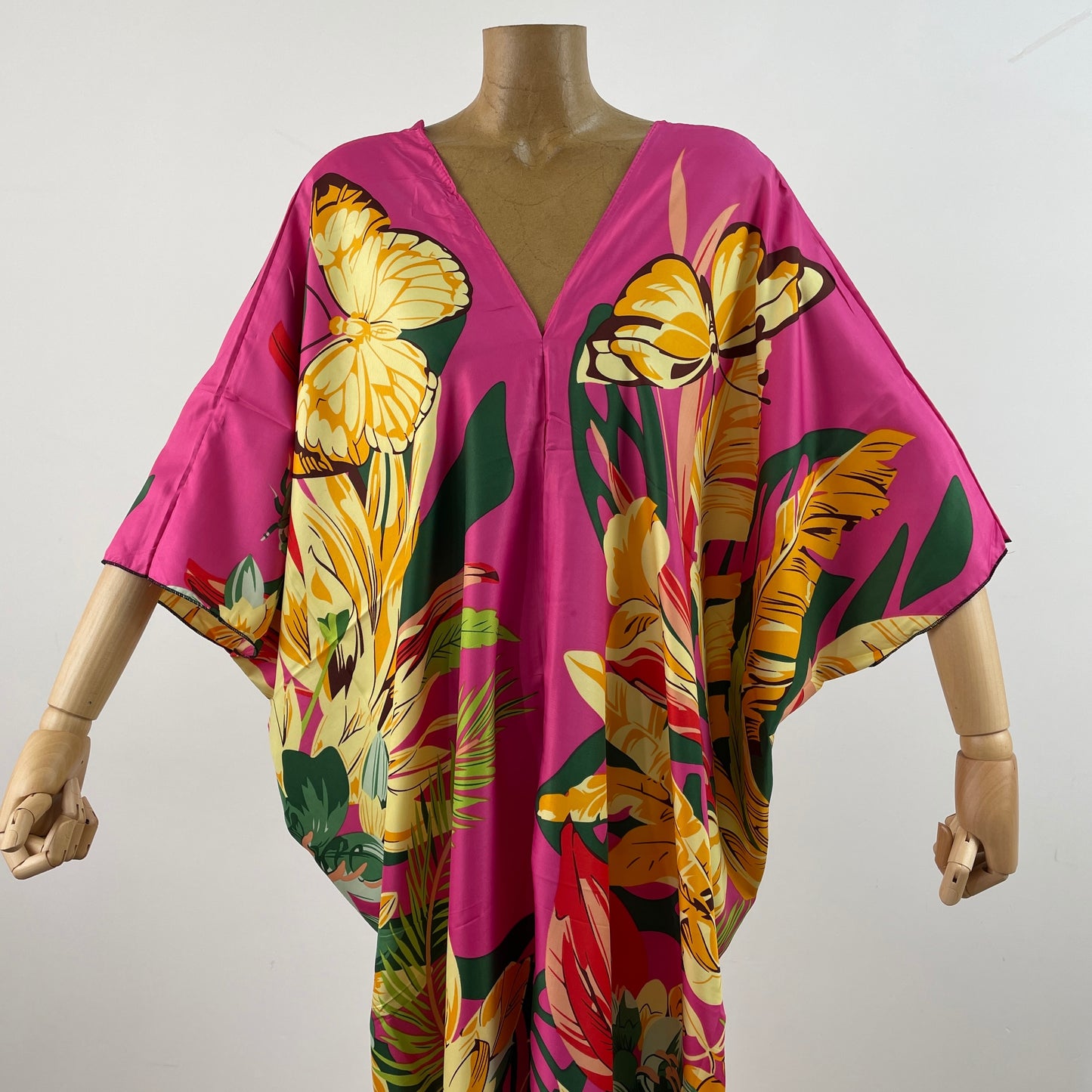 Sexy bech high-quality hand-rolled feel silk rayon fashion print 2024 Maxi women's robes long beach V-neck Bohemian dress