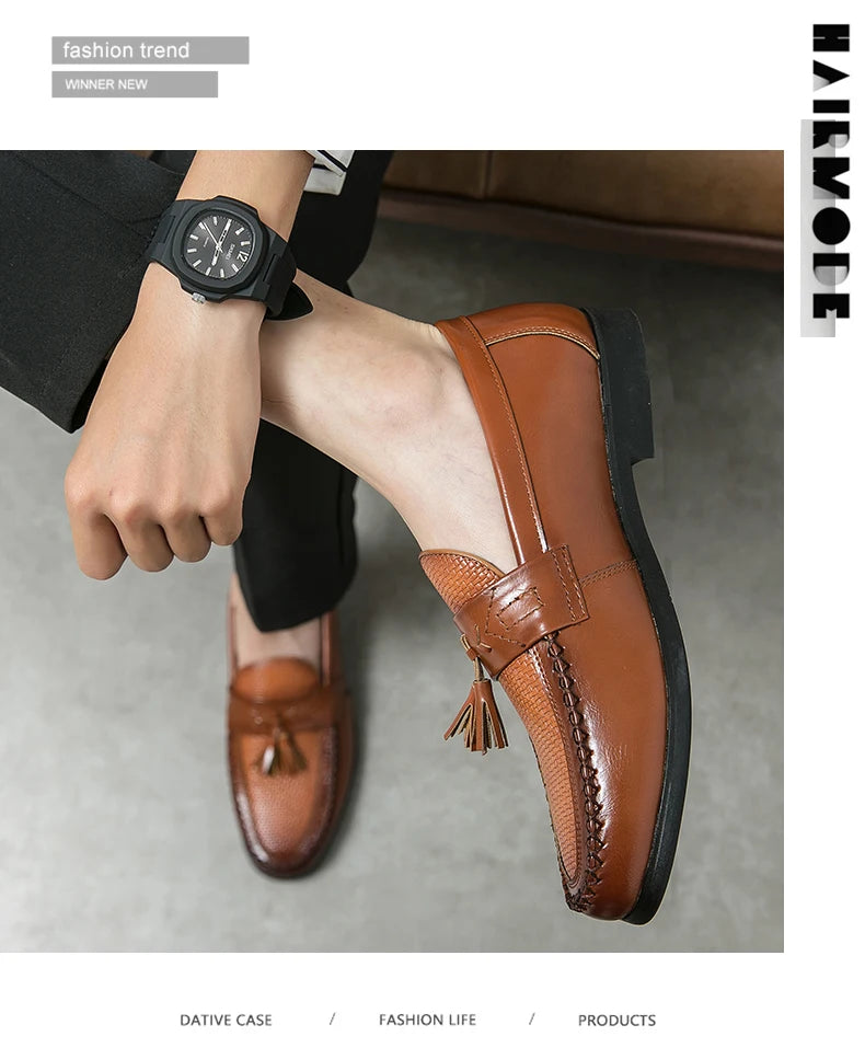 Herren Business Casual Schuhe Hochwertige Brogues Leder Loafers Gesellschaftliche Party Lederschuhe Herren Quasten Hochzeitsschuhe
