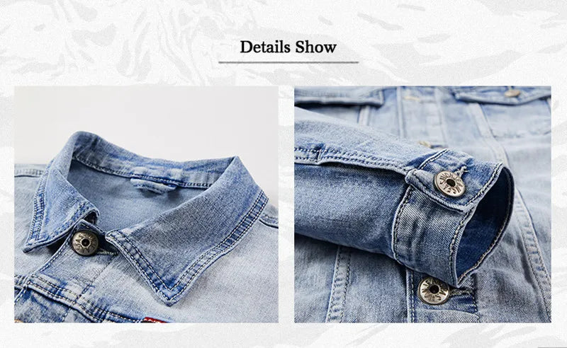 Frühling Herbst Denim Anzug Herren Slim Micro-Stretch Zweiteiler Frühling und Herbst Jacke Jeans