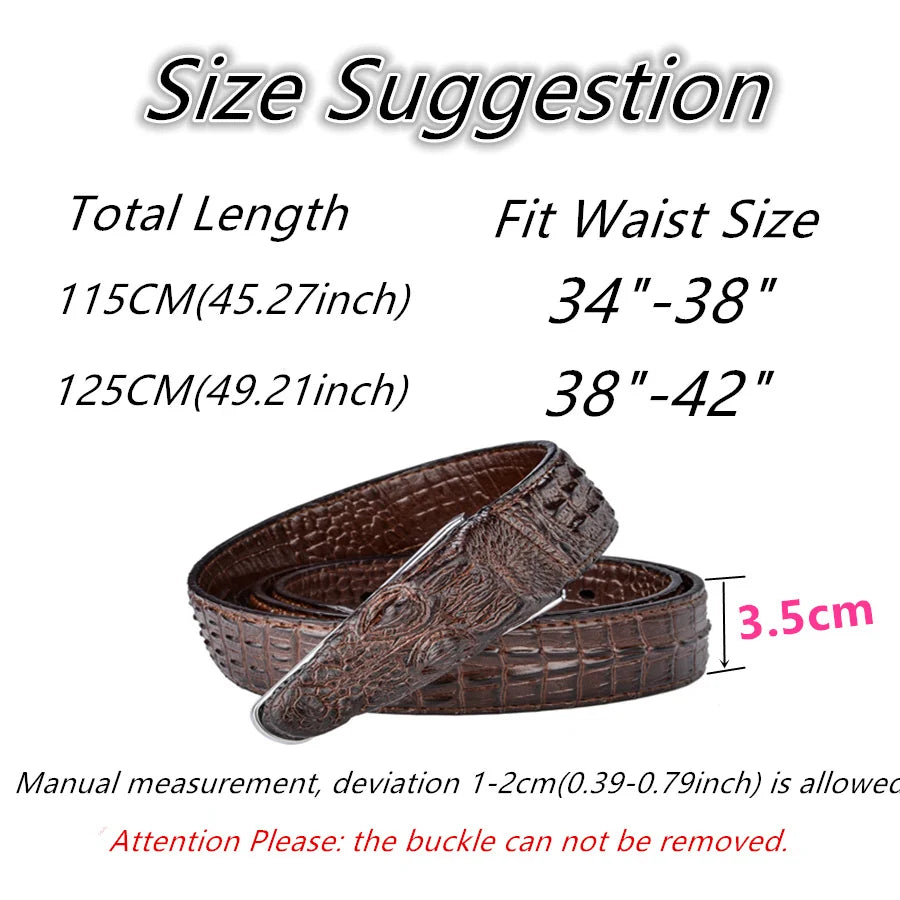 Fashion 3D Alligator Crocodile Shape Cow Leather Belt For Men Coffee Black Mens Belts Luxury Designer Belts Men High Quality B2