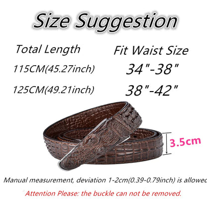 Fashion 3D Alligator Crocodile Shape Cow Leather Belt For Men Coffee Black Mens Belts Luxury Designer Belts Men High Quality B2
