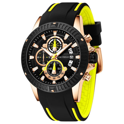 Top Brand MINI FOCUS Watch for Men Waterproof Silicone Strap Quartz Chronograph Male Wristwatches Luminous Relogio Masculino