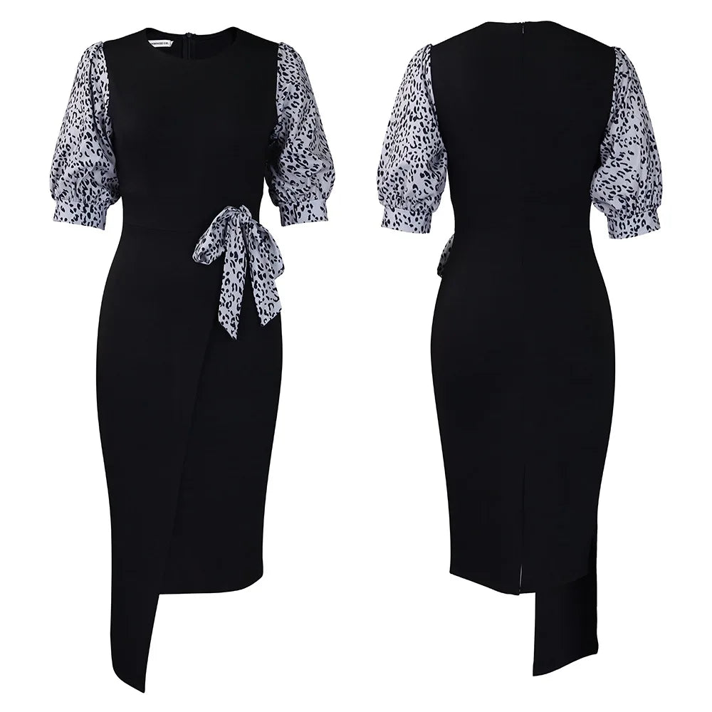 FairyShely 2025 Short Sleeve Patchwork Plus Size Dress Women Large Bodycon Big Dresses Lady Summer Party Tight Curvy Dress