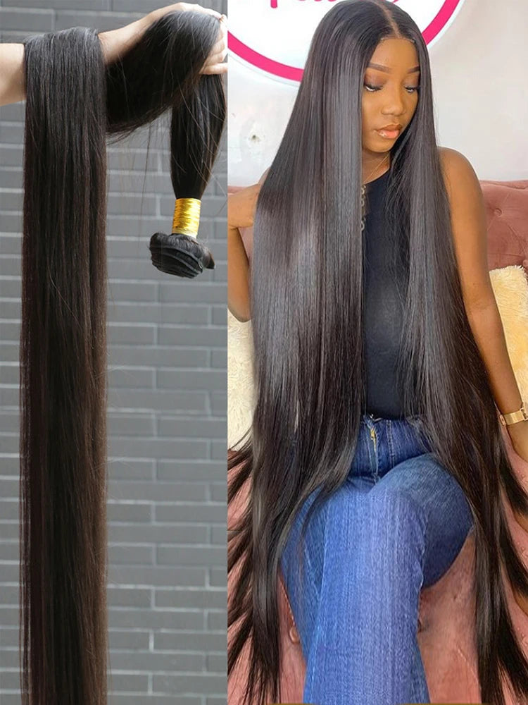 Real Human Hair Bone Straight Bundles 30 40 Inches Raw Hair 1 3 4 Bundles Brazilian Hair Weave Extensions For Black Women