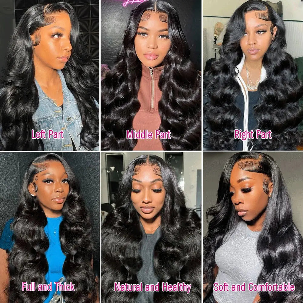 Raw Indian Body Wave 250% Density 40 42 inch 13x6 HD Lace Front Human Hair Wigs 13x4 Frontal Wigs Women Glueless Closure Wigs