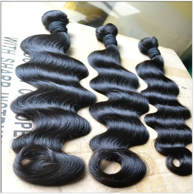 Raw Human Hair Bundles 28 30 inch Brazilian Hair Weave Bundles Body Wave Sew In Remy Hair Extensions 3 4 Bundle Virgin Hair Weft