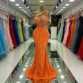 Customized Exquisite Evening Dresses Gorgeous Dazzling One Shoulder Backless Fishtail Gown Beading Long Dress Formal Party Gowns