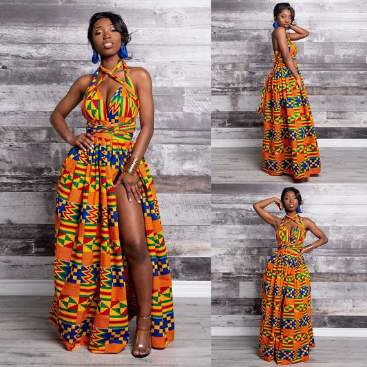 Long Dresses Women's Traditional African Clothing Dashiki Ankara Bandage Maxi Dress Infinity Wrap Multiple Wear Summer Clothes