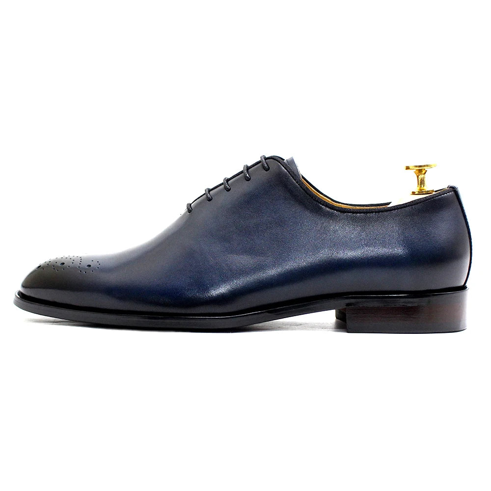 Italienische Herren-Business-Schuhe Echtes Leder Handgefertigt Klassische Whole-Cut Oxford Schnürschuhe für Herren