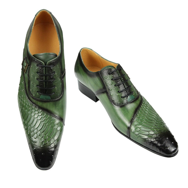 Bărbați de lux pantofi oxford modele britanice sculptate rochie pantofi din piele pantofi ascuțiți la modă cu șireturi verde negru pantofi formali bărbați