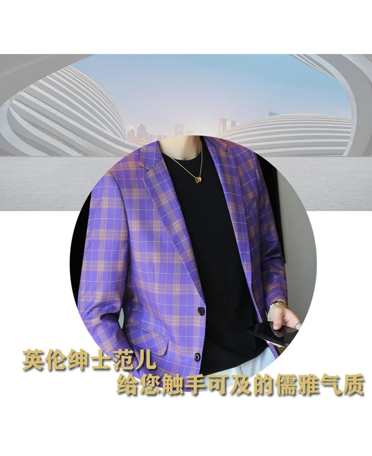 2024 New High-end Men's Two-button Suit Fashion Matching Handsome Casual Dating Slim Suit Single West Coat  Gucci Blazer Men