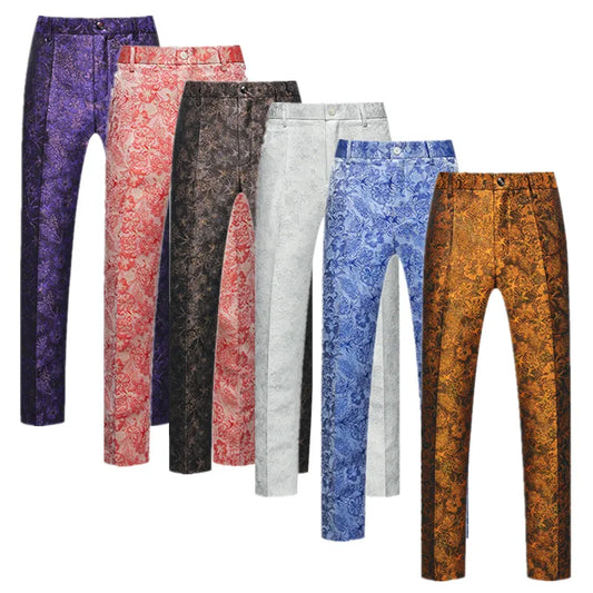 New Men Luxury Jacquard Suit Pants Fashion Wedding Party Groom Dress Trouse Large Size 6XL