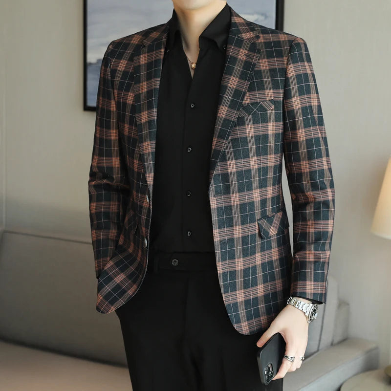 2024 New High-end Men's Two-button Suit Fashion Matching Handsome Casual Dating Slim Suit Single West Coat  Gucci Blazer Men