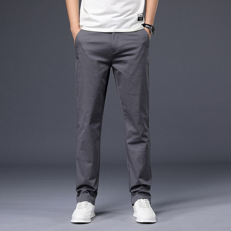 Plus Size 42 44 46 Classic Men&#39;s Straight Casual Pants 2022 Summer Thin Fashion Loose Business Cotton Trousers Brand Clothing