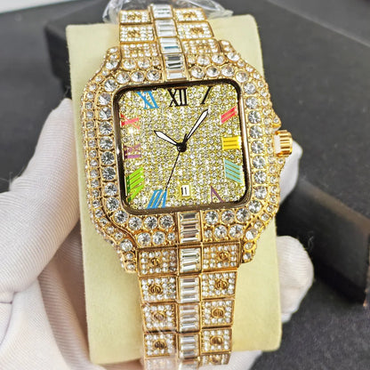 NO logo Hot Fashion Full Diamond Watch Men Brand Hip Hop Iced Out Bling Square Quartz Wristwatch For Man Jewelry Dropshipping