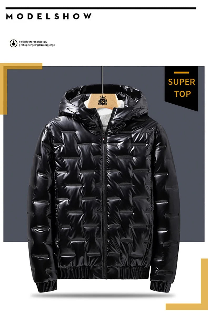 Winter Jackets Men Bright Parka Thickened Warm  Waterproof Jackets Male Down Coats  Mens Clothing