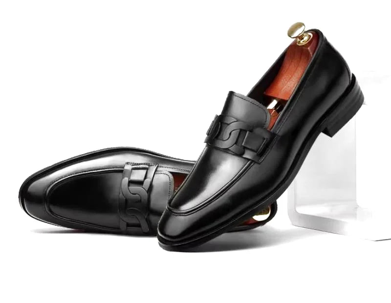Hochwertige Metallschnalle Lederschuhe Für Herren Luxuriöse Slip-on Echtes Leder Business Formelle Schuhe Bräutigam Hochzeitsschuhe