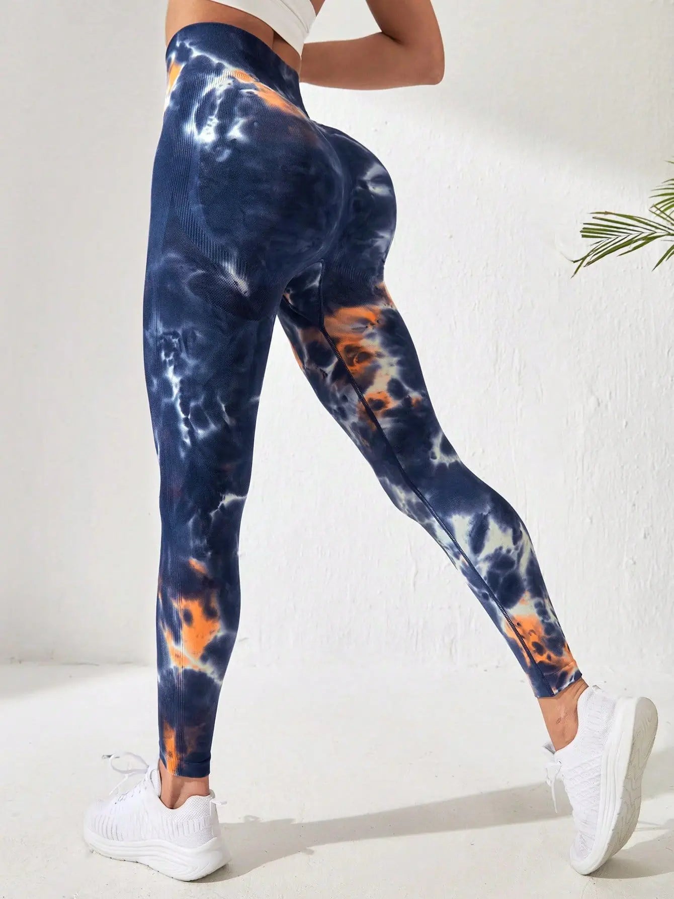 High Wasit Seamless Leggings Women Tie Dye Printed Leggings High Elatic Knitted  Fitness Trainning Tight Hip Lifting Yoga Pants