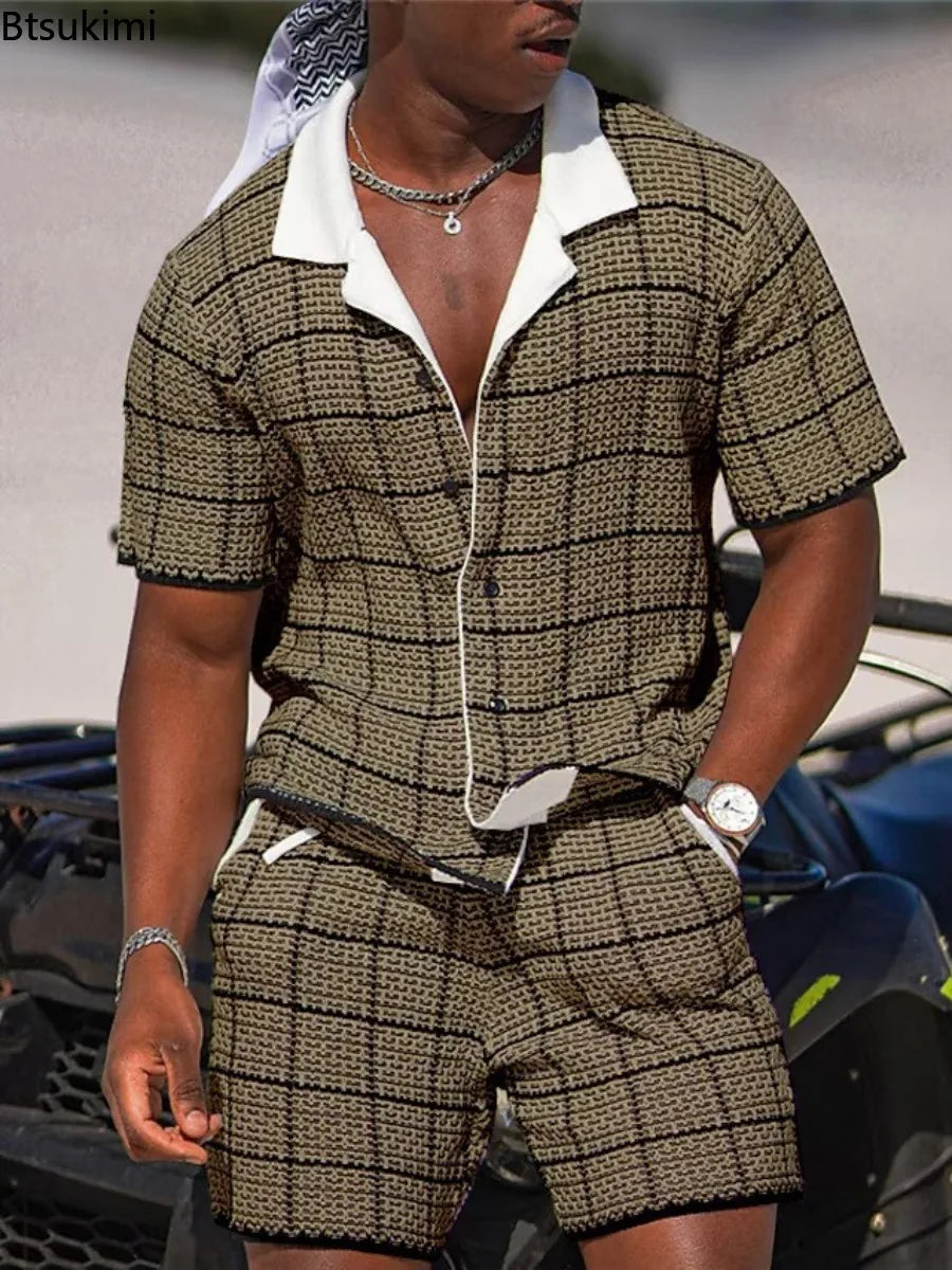 Hawaiian Vacation Suits Men's Summer Lapel Short Sleeve Shirt Shorts 2-piece Sets Fashion Streetwear Male 3D Print Casual Outfit