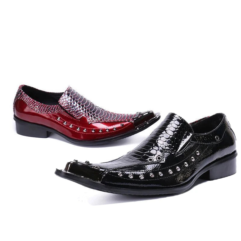 2025 Western Fashion Pointed Metal Toe Dress Shoes Blue Grey Party Wedding Leather Shoes for Men