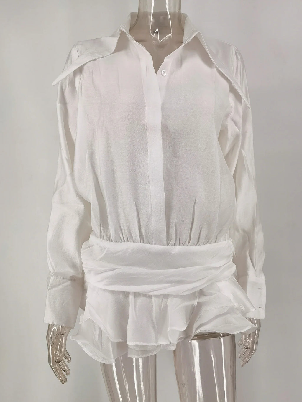 Sexy See through chiffon White summer dress women  elegant party Shirt dress new birthday evening midi short dresses vestido