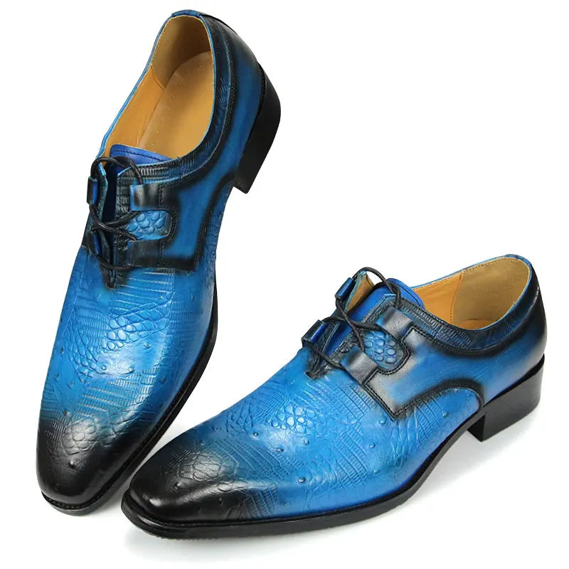 High Quality New Blue Black Luxury Derby for Men Formal Fashion Business Designer Style Social Natural Casual Shoe Leather