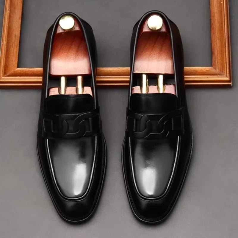 Hochwertige Metallschnalle Lederschuhe Für Herren Luxuriöse Slip-on Echtes Leder Business Formelle Schuhe Bräutigam Hochzeitsschuhe