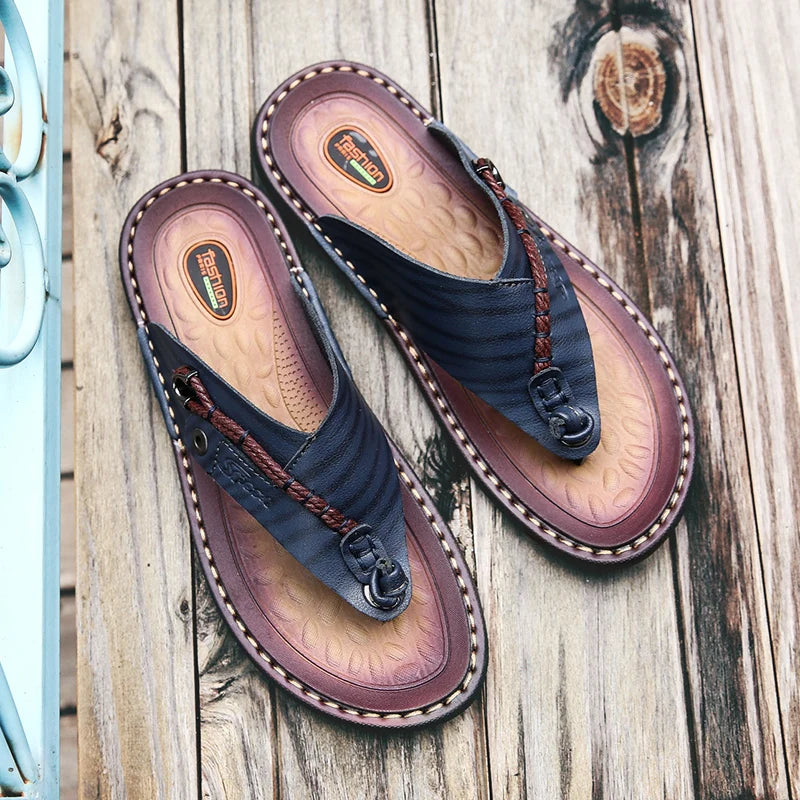 POLALI Luxury Brand Flip Flops Soft comfortable Microfiber Leather Slippers Beach Slipper Flip Flop Summer Shoe For Men size 47