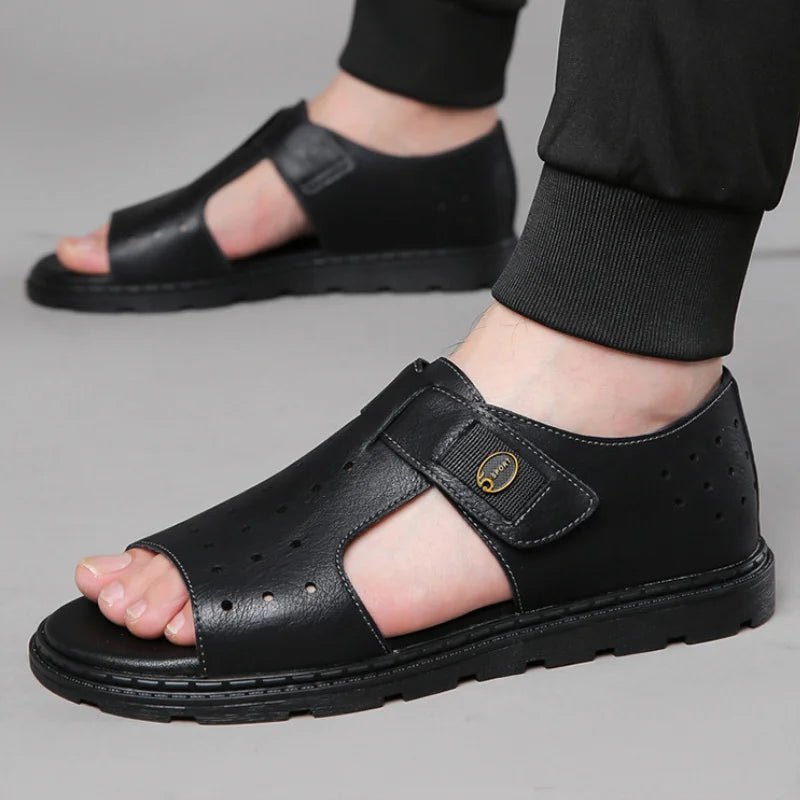 New Men's Sandals Fashion Brand Roman Sandals for Men Soft Bottom Comfortable Beach Shoes High Quality Leather Men Casual Shoes