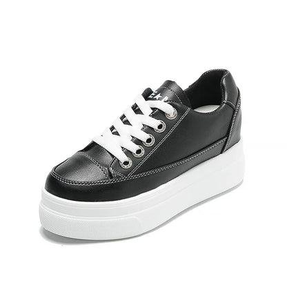 Women's Sneakers  New Casual Shoes Woman Autumn Comfortable Breathable White Shoe 8CM Heels Height Increasing Platform Femme