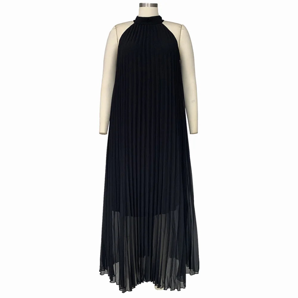 Wmstar Damen Übergröße Langarmkleid Ärmellos Bandage Neckholder Hohl Gesplitzt A-Linie Maxikleider Outfits Großhandel Dropshipping