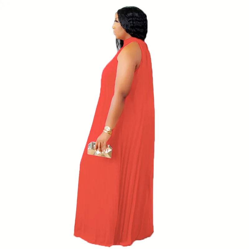 Wmstar Damen Übergröße Langarmkleid Ärmellos Bandage Neckholder Hohl Gesplitzt A-Linie Maxikleider Outfits Großhandel Dropshipping