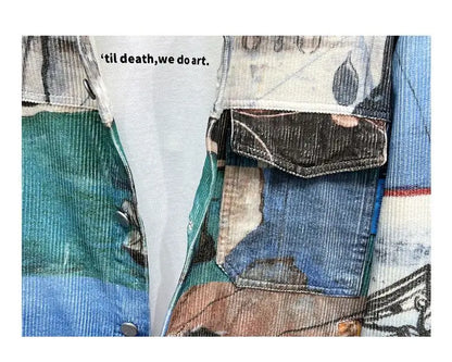 Original Jacket Korean Port Style Printed Lapel Coat Trend Casual Loose Coat Men's New China-Chic
