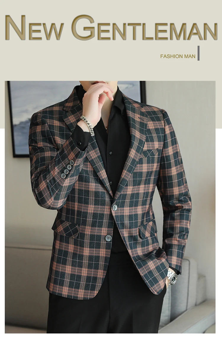 2024 New High-end Men's Two-button Suit Fashion Matching Handsome Casual Dating Slim Suit Single West Coat  Gucci Blazer Men