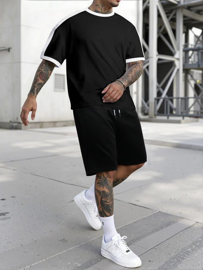 New Harajuku T-Shirt Men's Summer Loose Daily Couple Suit Outdoor Street Short Sleeve Shorts Two Piece Men Summer Suit