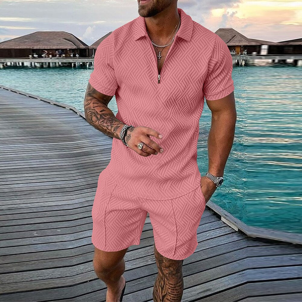 Men Casual Print Outfit 2-Piece Set Short Sleeve Shirt and Shorts Set Tracksuit High Quality Clothing M-3XL For Free Shipping