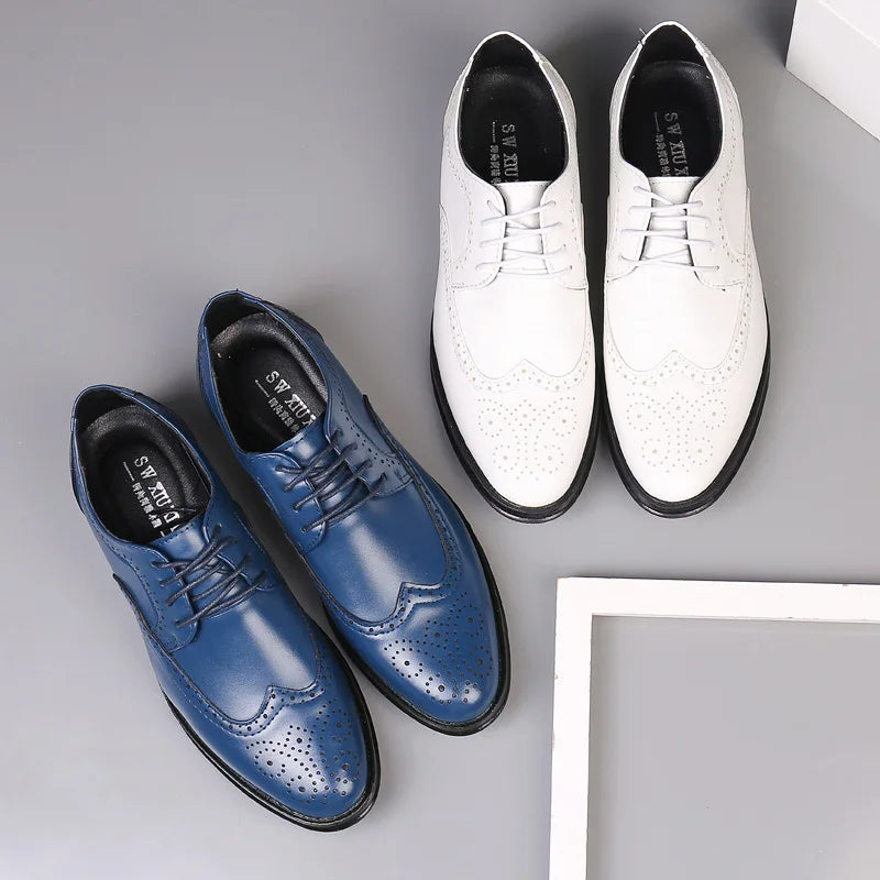 Herren Schnürschuhe Handgefertigt Brogue-Stil Party Lederschuhe Hochzeitsschuhe Herren Flats PU-Leder Business-Schuhe Atmungsaktive Business Loafers