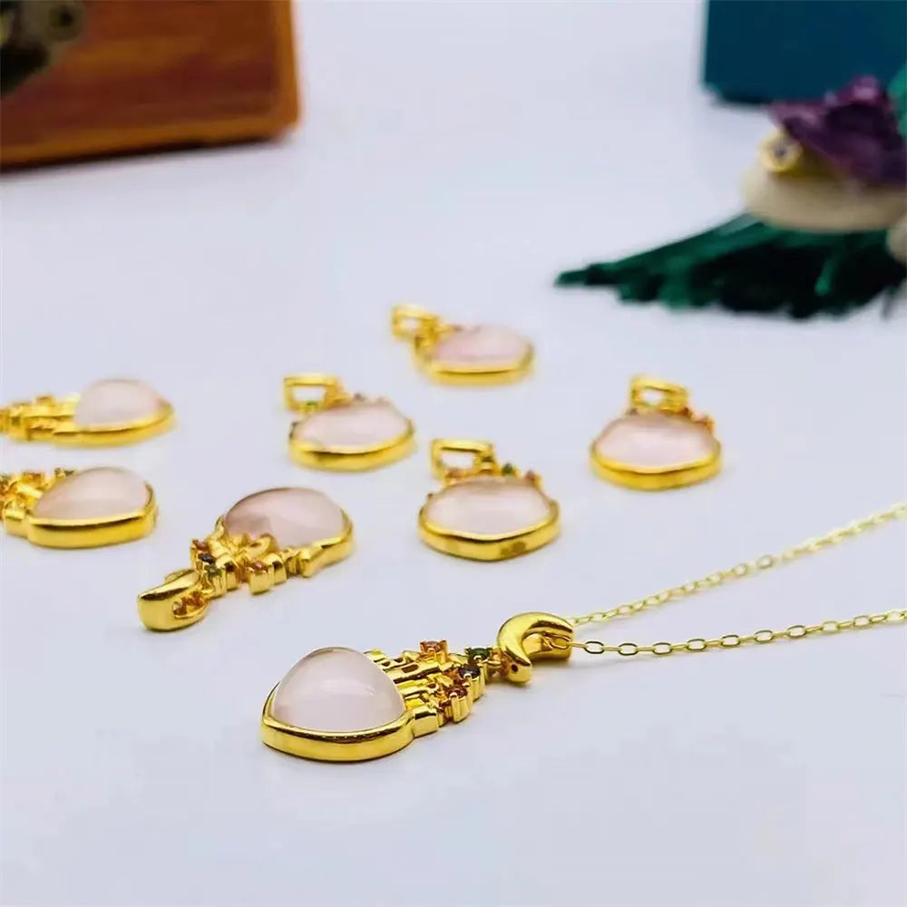 Authentic Real 18K Gold AU750 White Shell Castle Pendant Necklace Romantic Classic Gift Present For Woman Fine Jewelry