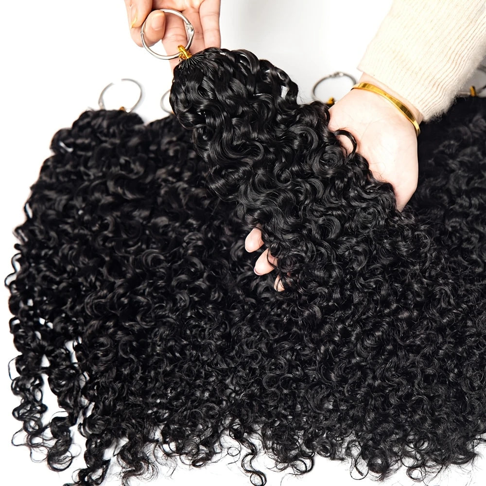 Burmese Curly Human Hair Extensions Boho Braided Pre-Looped Feather Crochet Hair with Miracle Knots Spiral Curly Hair for Braids