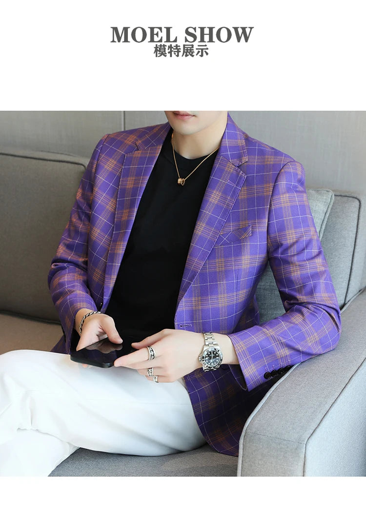 2024 New High-end Men's Two-button Suit Fashion Matching Handsome Casual Dating Slim Suit Single West Coat  Gucci Blazer Men