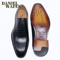 Men's Luxury Brand Shoes Fashion Brogue Formal Black Blue Lace-Up Wedding Office Dress Genuine Leather Oxford Shoes for Man