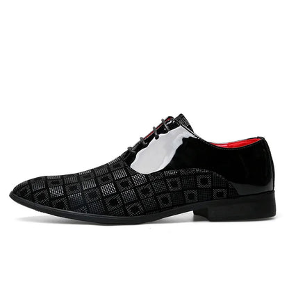 Elegant Red Men's Casual Leather Shoes Pointed-Toe Lace-up Men's Dress Shoes Comfortable Formal Shoes zapatos de vestir hombre