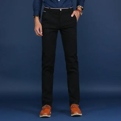 Classic Style Men Spring Summer Thin Casual Pants Fashion Business Cotton Solid Color Office Trousers High Quality Men Trousers