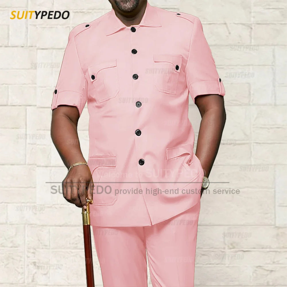 Custom Men Suit Sets For Formal Party Africa Style Male Good Quality Blazer Pants 2 Pieces Business Meeting Slim Fit Costumes
