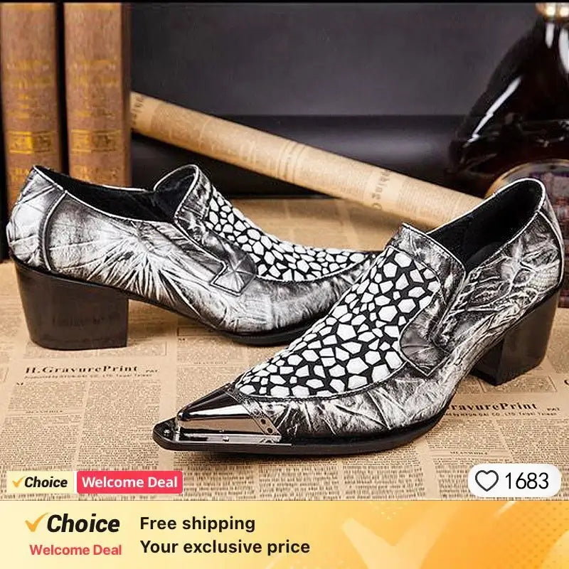 2024 Western Mode Spitz Zehen Metall Abendkleid Schuhe Blau Grau Party Hochzeit Lederschuhe für Herren