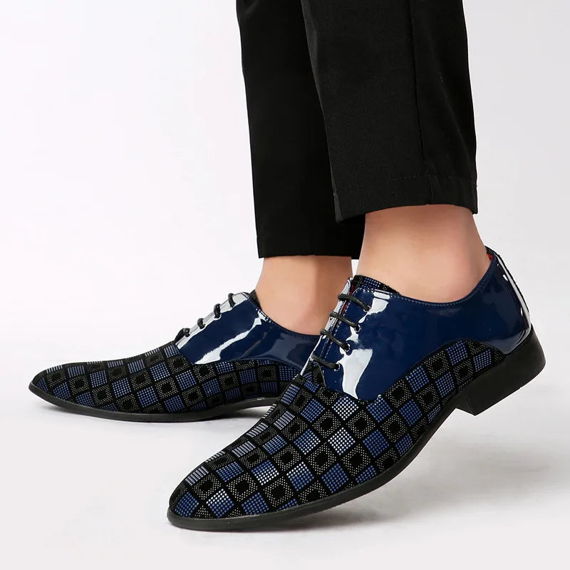 Elegant Red Men's Casual Leather Shoes Pointed-Toe Lace-up Men's Dress Shoes Comfortable Formal Shoes zapatos de vestir hombre