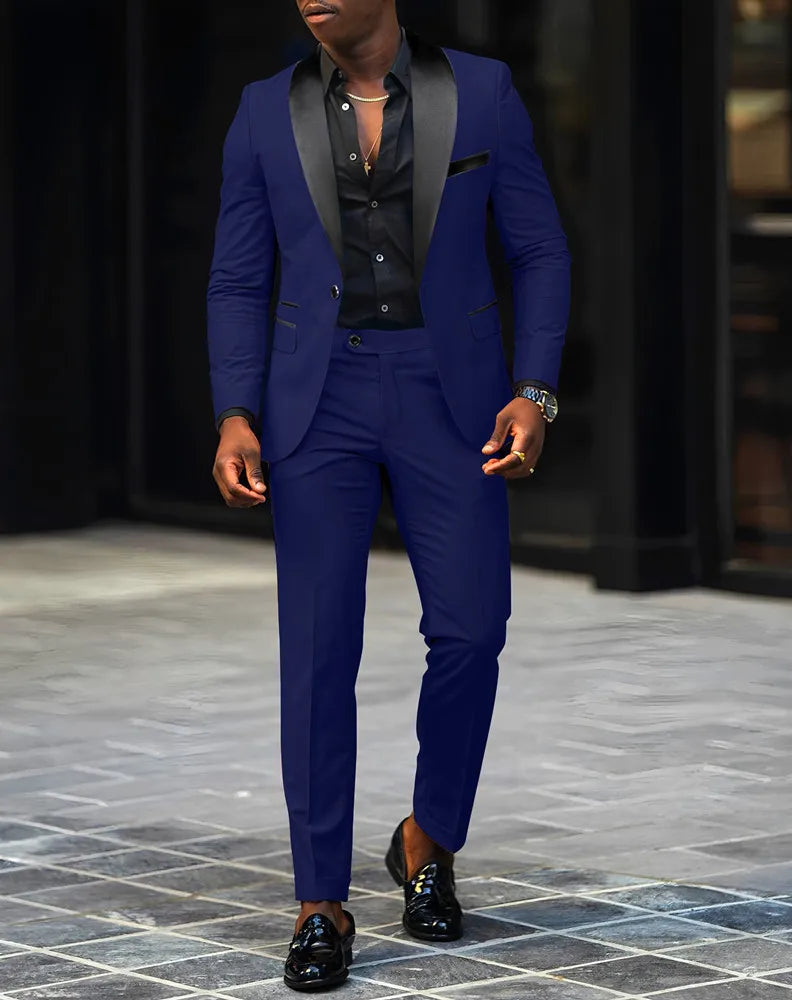 2-Piece Men's Suit Suitable For Wedding Business Suits, Single Button Jackets And Pants Sets, Slim Fit Jacket Sets