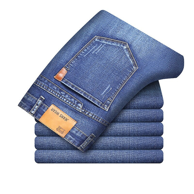 Blugi bărbați din bumbac Pantaloni denim Salopete clasice de marcă Pantaloni drepti pentru bărbați Mărime supradimensionată Blugi subțiri stretch Pantaloni creion