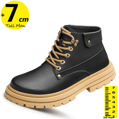 Man Elevator Oxford Chunky Shoes Men Chelsea Boots Leather Ankle Sneakers  Plus Size 37-48